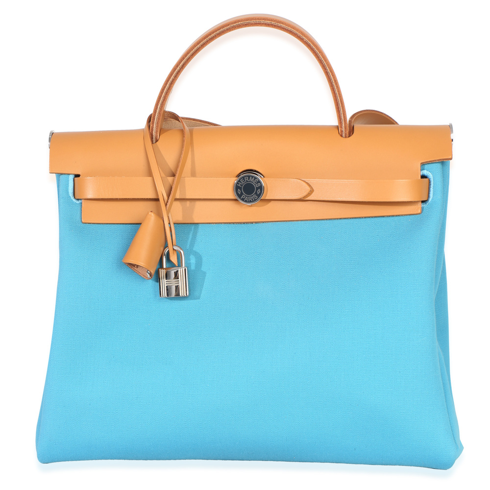 Hermès Bleu Azteque Toile Vache Hunter Herbag Zip 31 PM PHW